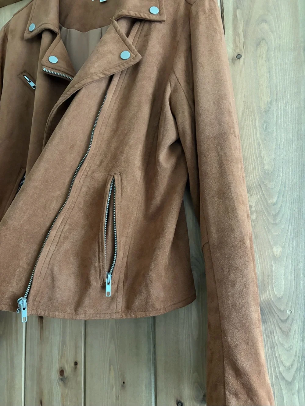 Promesa Suede Moto Jacket in Camel - Picture 2 of 4